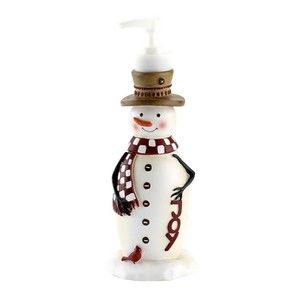 Avanti Snowman Red Cardinal Soap Pump Dispenser Country Friends Joy Scarf Hat